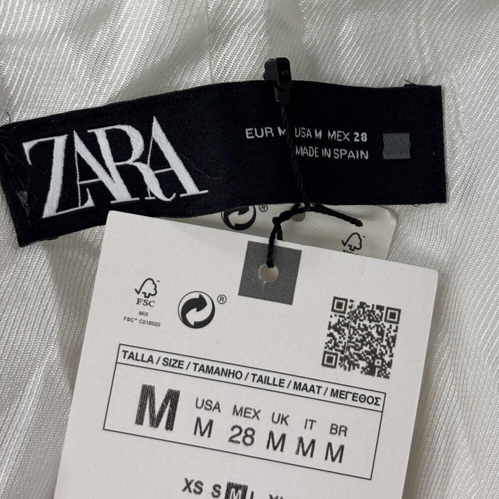 Zara Womens Tuxedo Blazer Suit Jacket Size M White Satin Lapel 7855/542 NWT - Picture 4 of 12